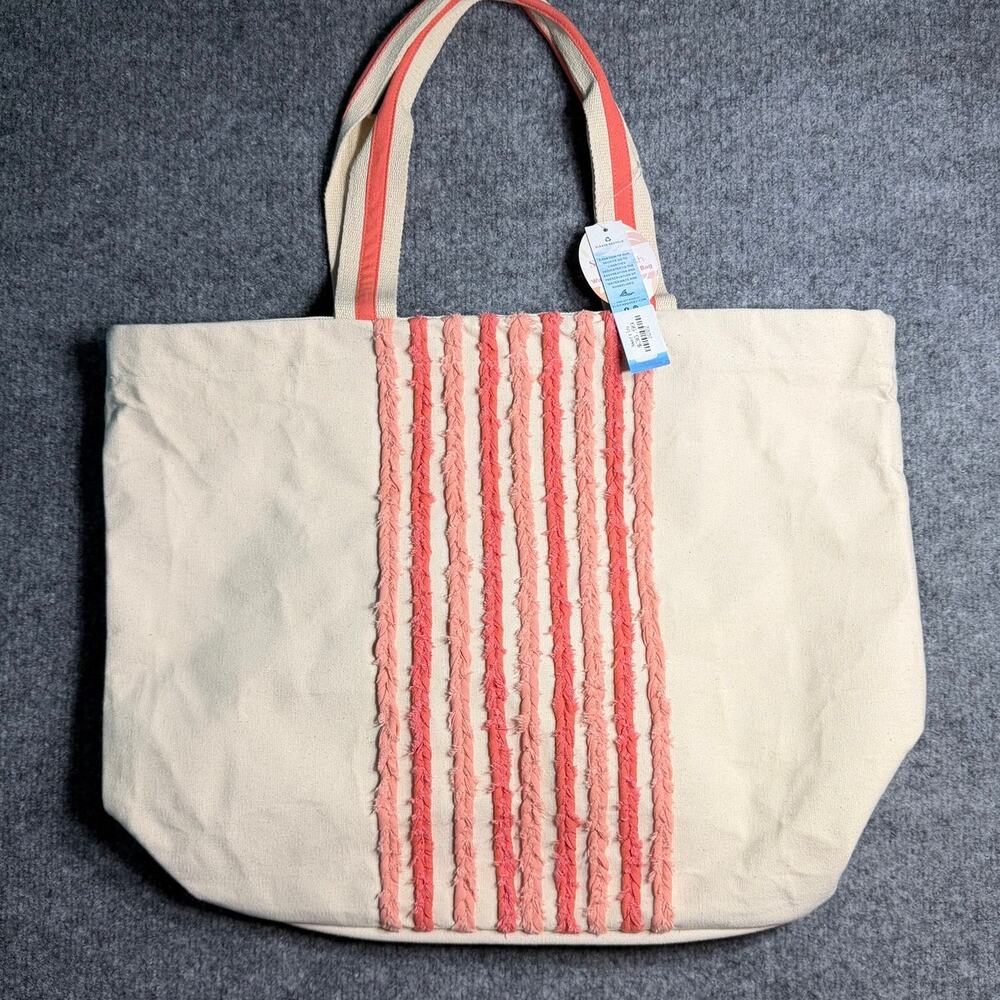 Elise & Zoey‎ Splash & Stash Water Resistant Canvas Beach Tote Bag NWT